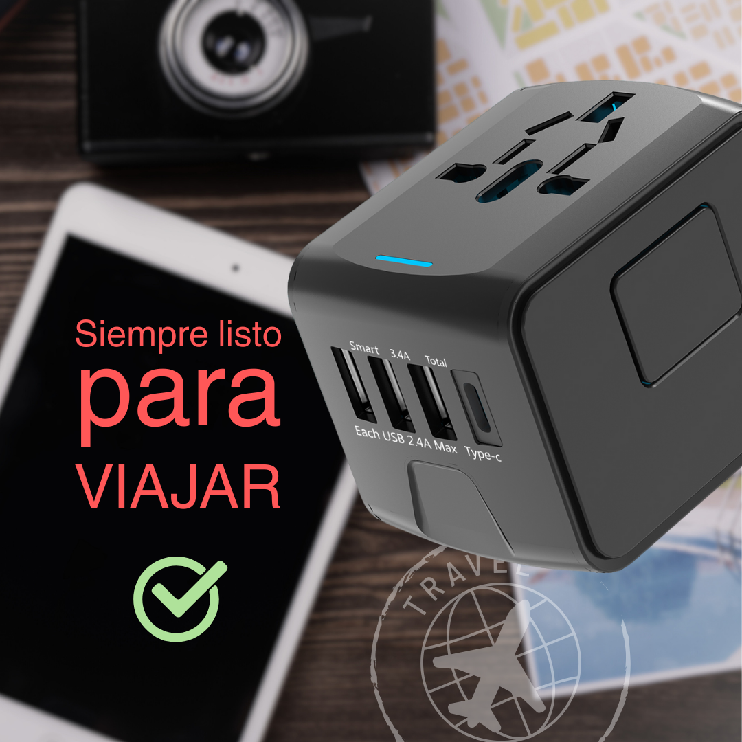 Adaptador Corriente Multipuertos Europa Internacional Viajes