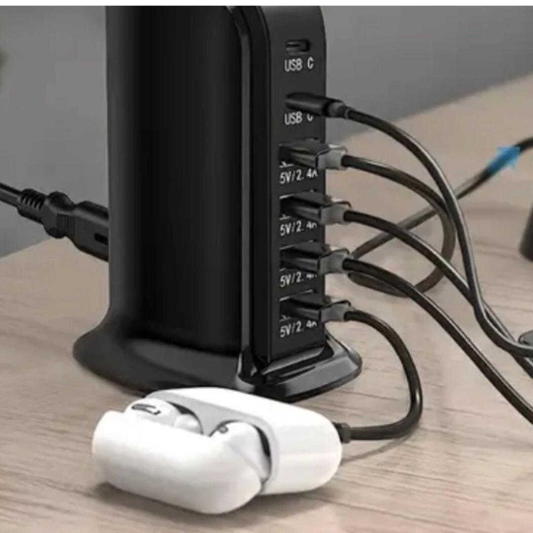 Torre Carga Multipuerto Cargadores Usb Tipo C Carga Rápida