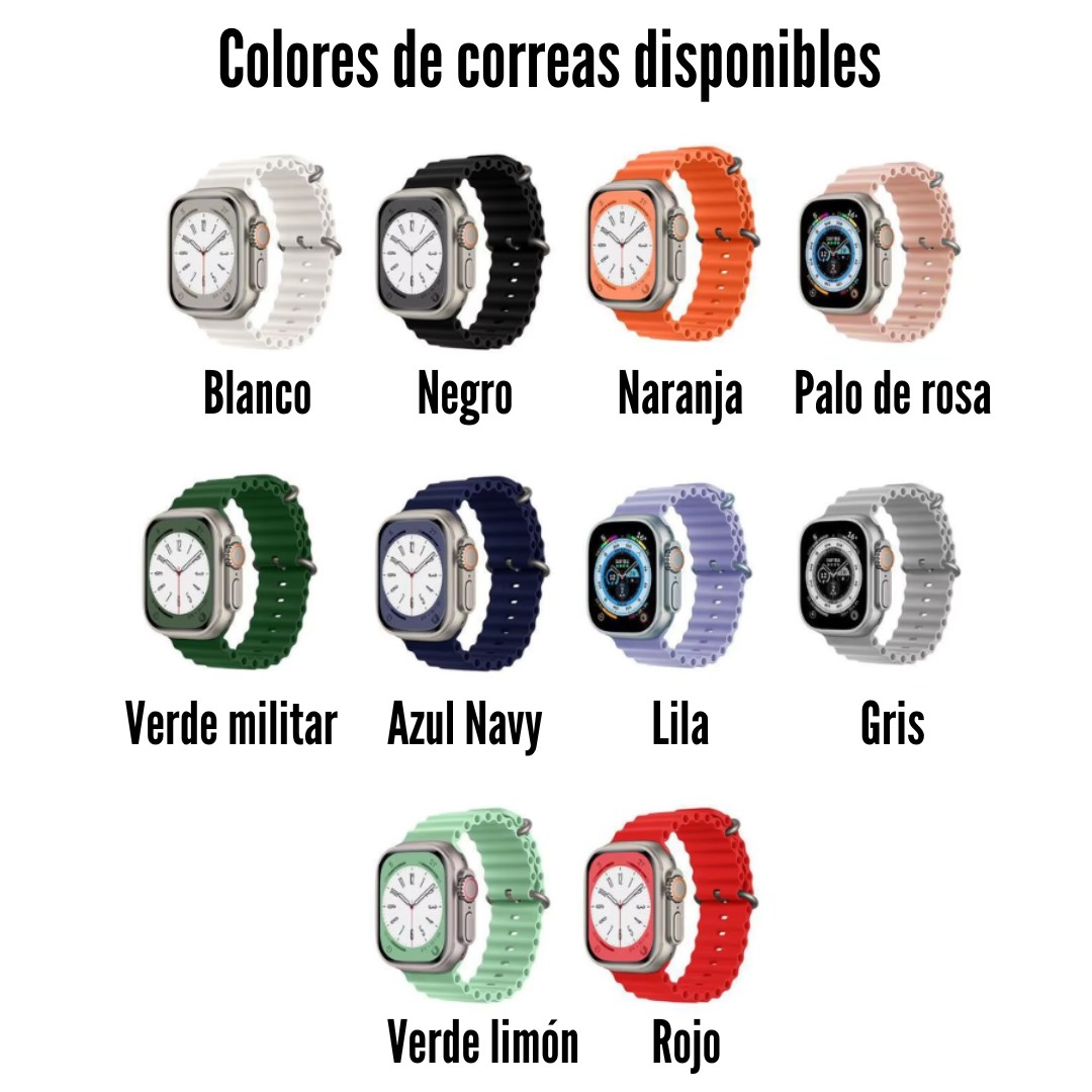 CORREA PULSO EN SILICONA TIPO OCEAN PARA SMART WATCH 42,44,45,49mm
