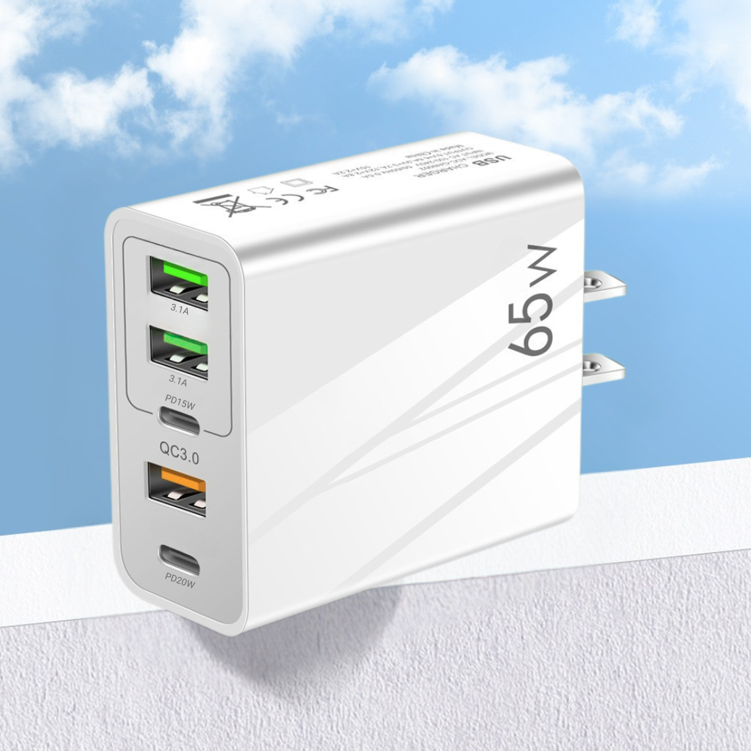 Adaptador Cargador Multipuertos 65w Carga Rápida (3usb, 1 C)