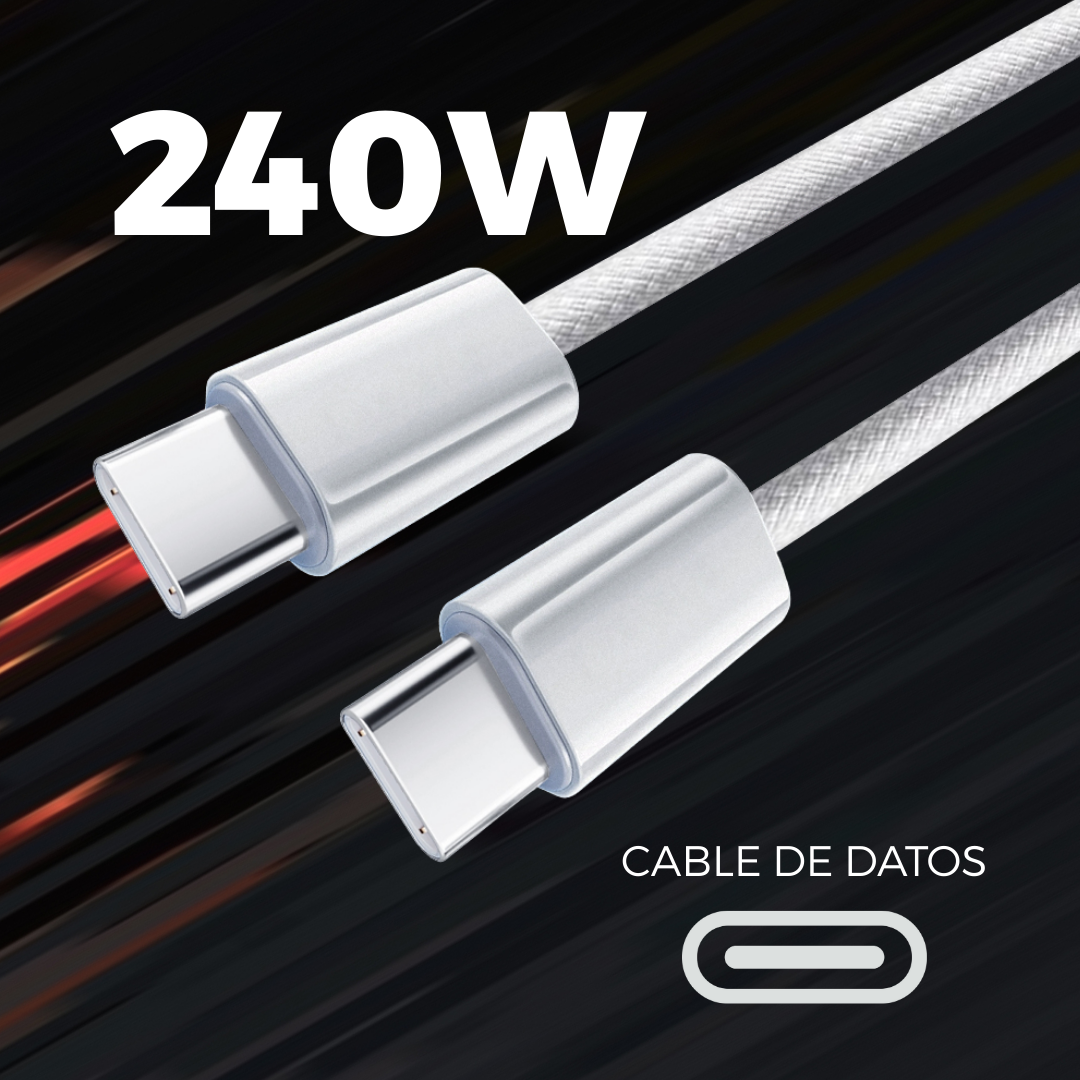 Cable Cargador Portátil Usb C A Usb C 240w Trenzado 2 Metros