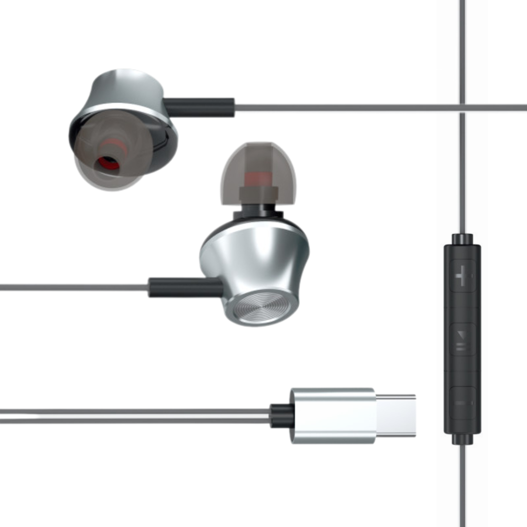 Audifonos Cable Tipo C Celular Con Microfono E18 Metalicos