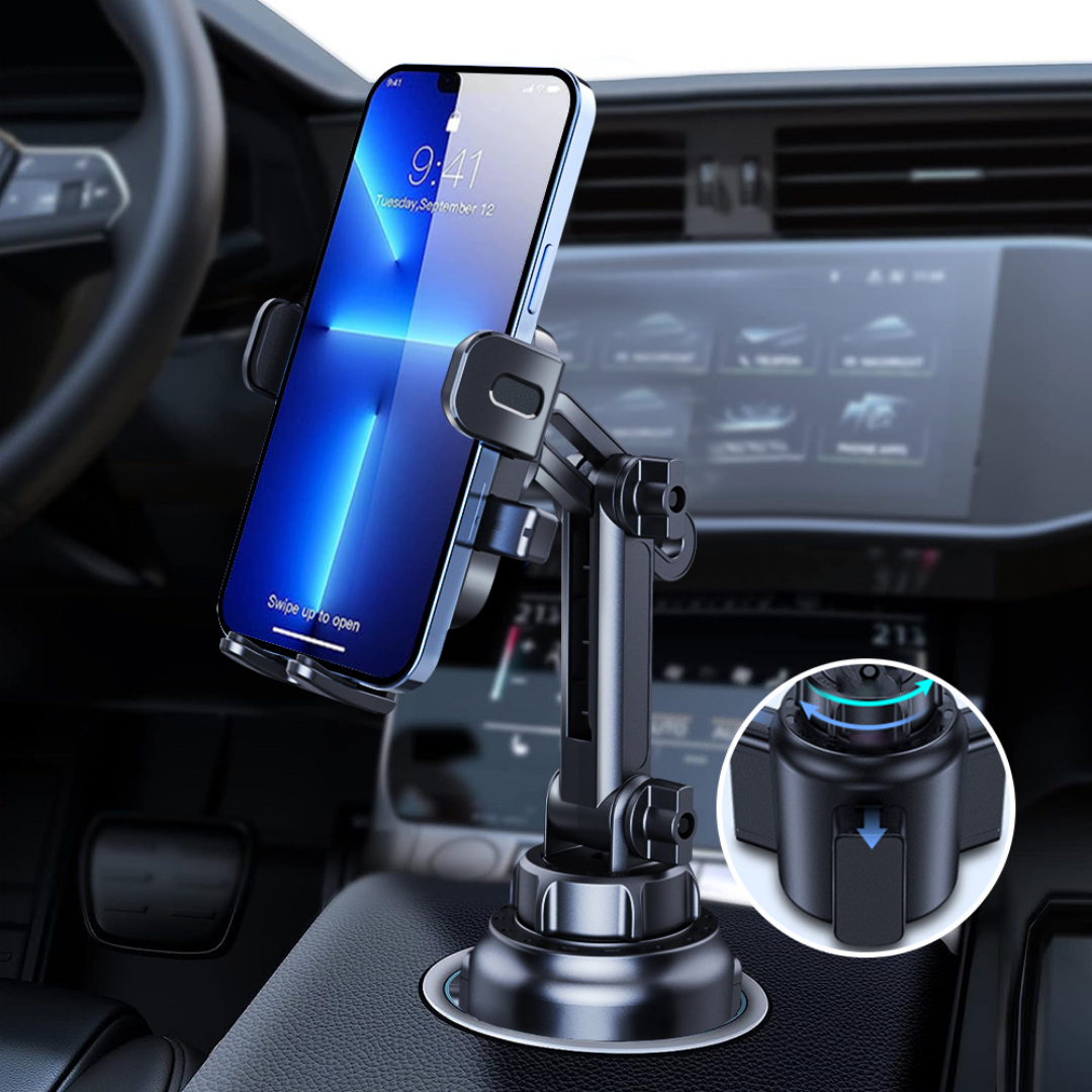 Soporte Celular Carro Portavasos Extensible Ajustable 360