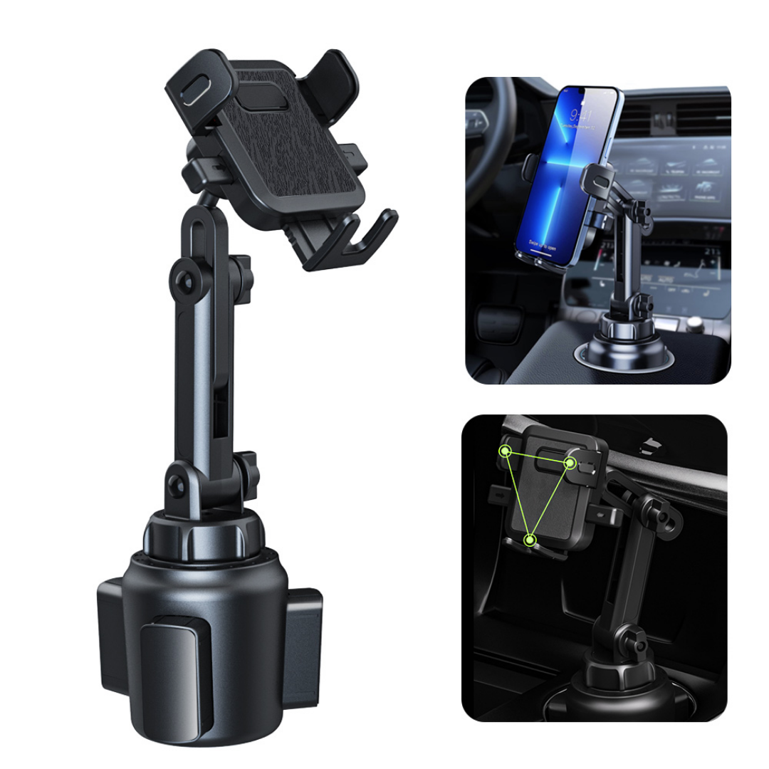 Soporte Celular Carro Portavasos Extensible Ajustable 360