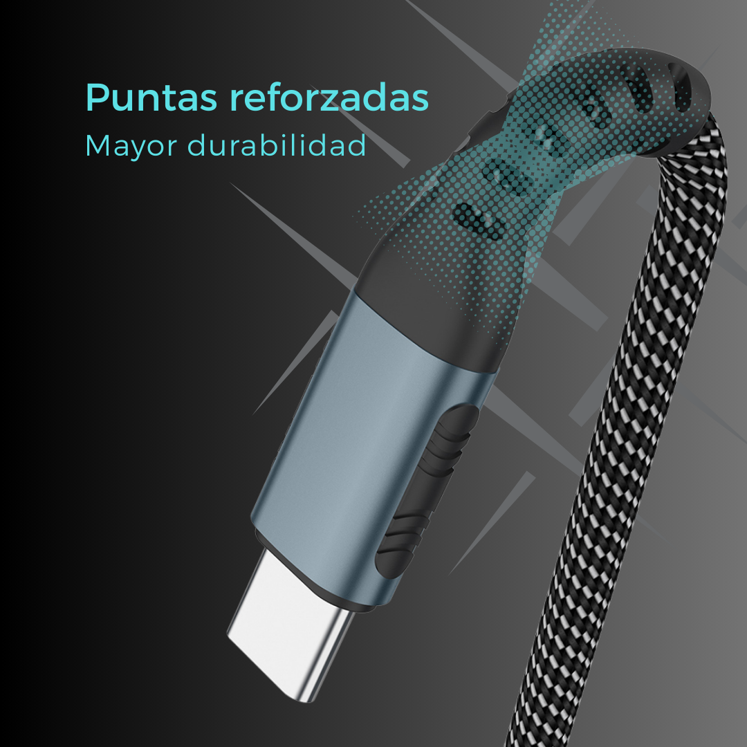 Cable Cargador Datos Usb C - Usb C 100w Trenzado 2 Metros