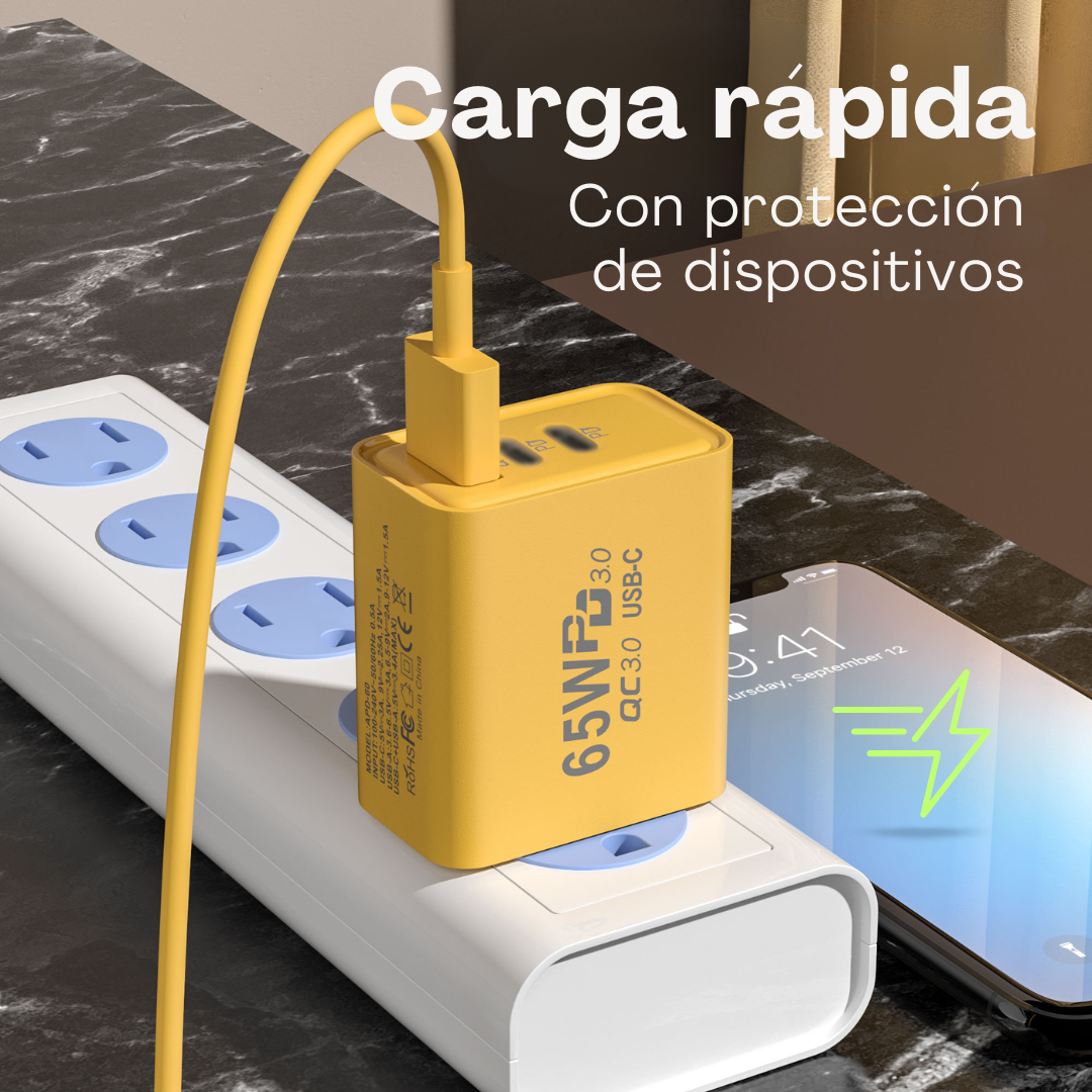 Cargador 65w Usb-C Y Lightning iPhone