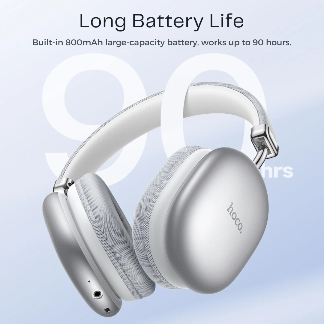 AUDIFONOS AURICULARES DE DIADEMA W35 MAX BLUETOOTH: Carga de 90 horas de duración