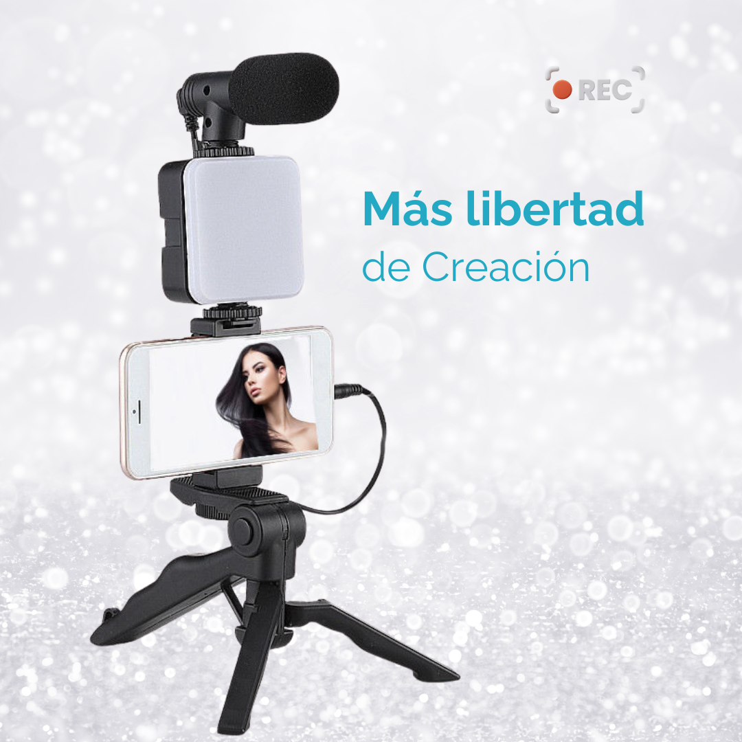 Kit Creación Contenido Redes Sociales Luz Micrófono Trípode