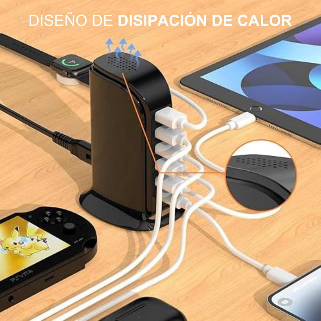 Torre Carga Multipuerto Cargadores Usb Tipo C Carga Rápida
