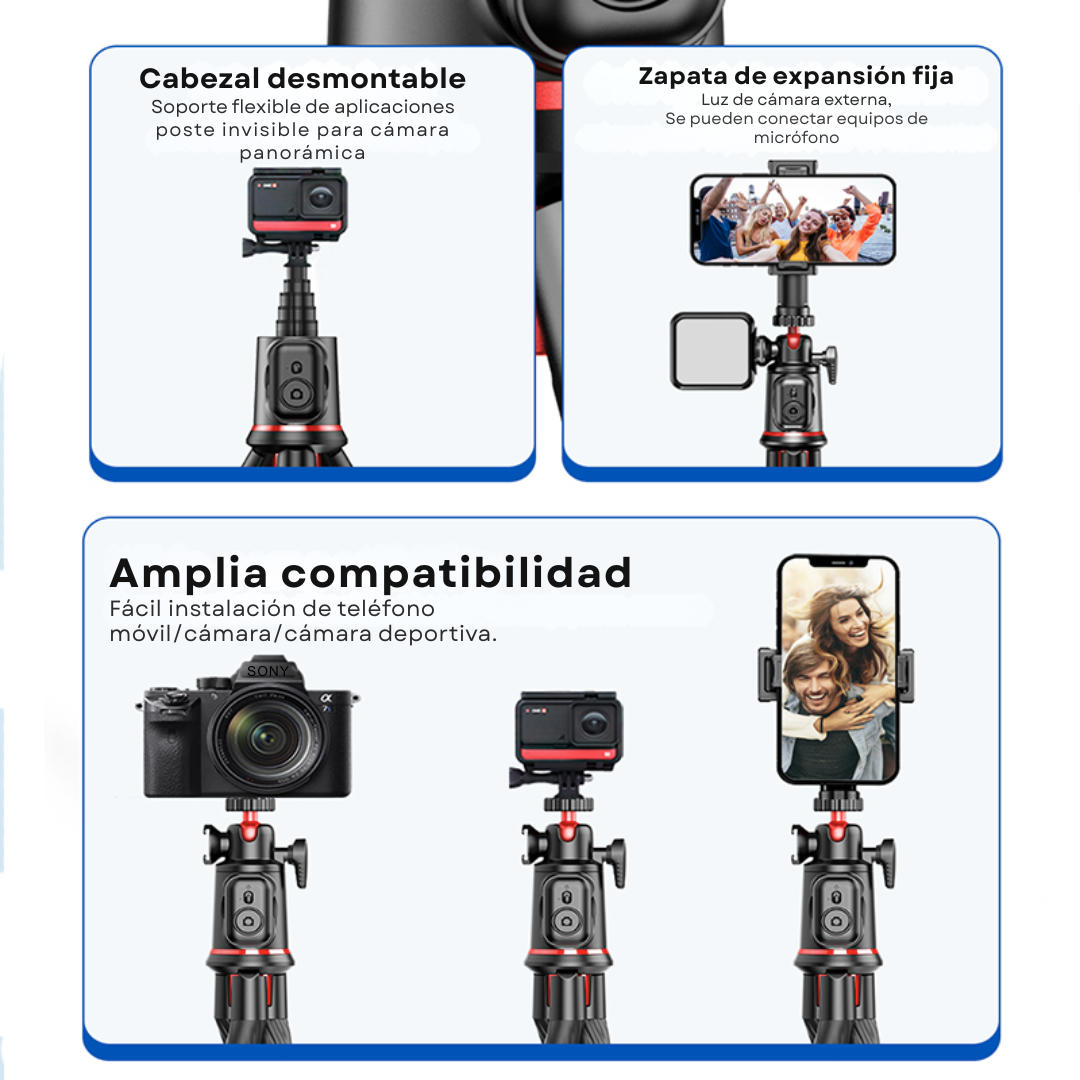 PULPO TRÍPODE PARA CELULAR / CÁMARA CON PATAS FLEXIBLES
