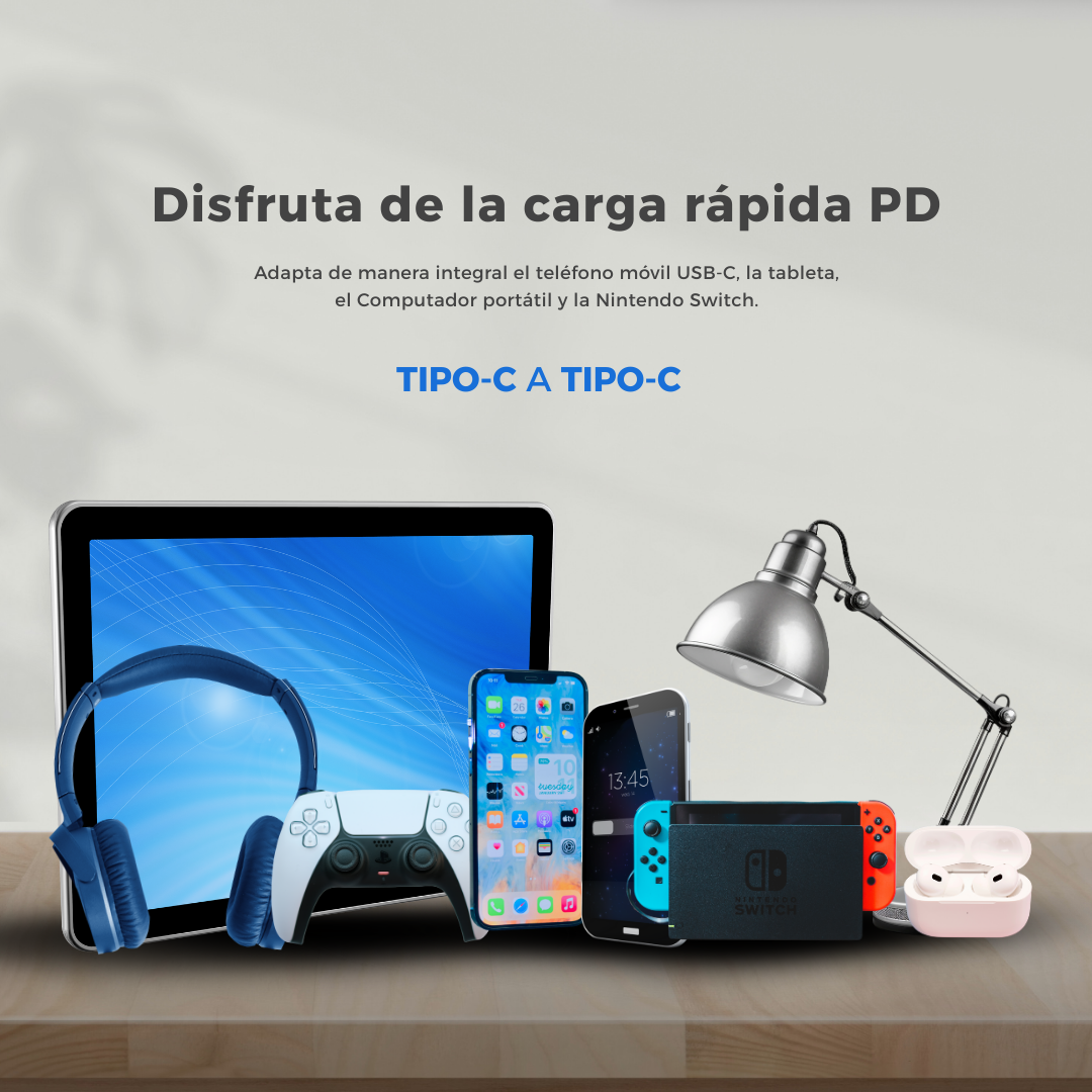 Cable Cargador Datos Usb C - Usb C 100w Trenzado 2 Metros