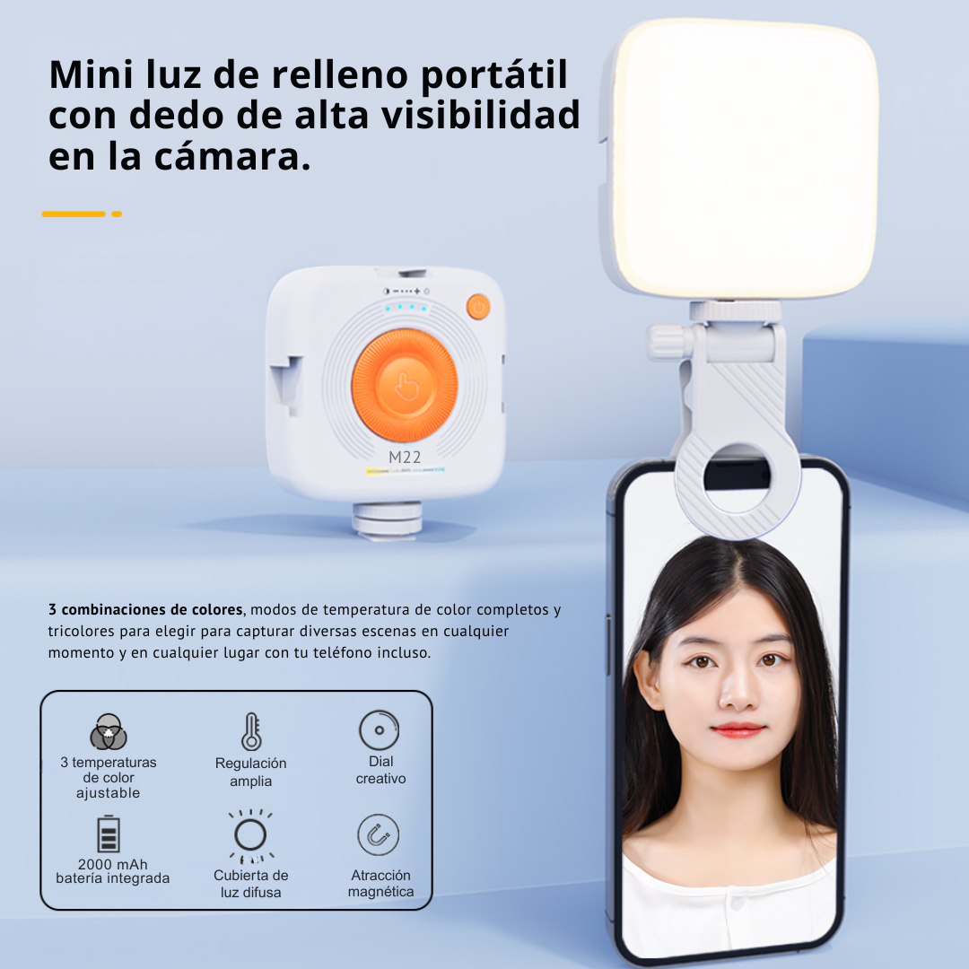 Luz Portátil Magnética M22 Cámara Celular Recargable Rgb