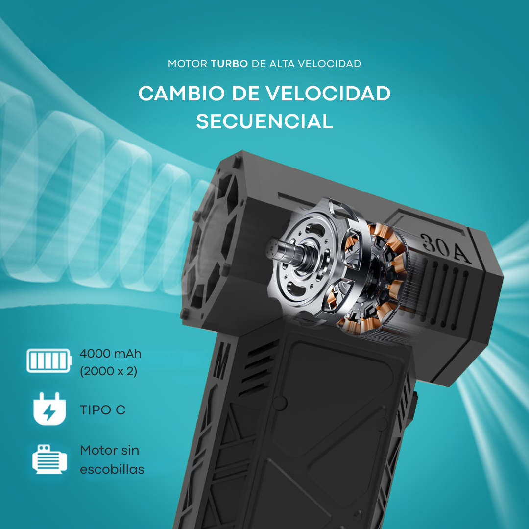 Soplador Portátil Limpieza Recargable 11000 Rpm Mini Turbo