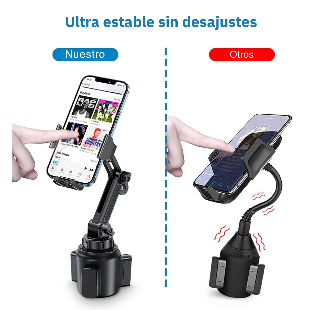 Soporte Celular Carro Portavasos Extensible Ajustable 360
