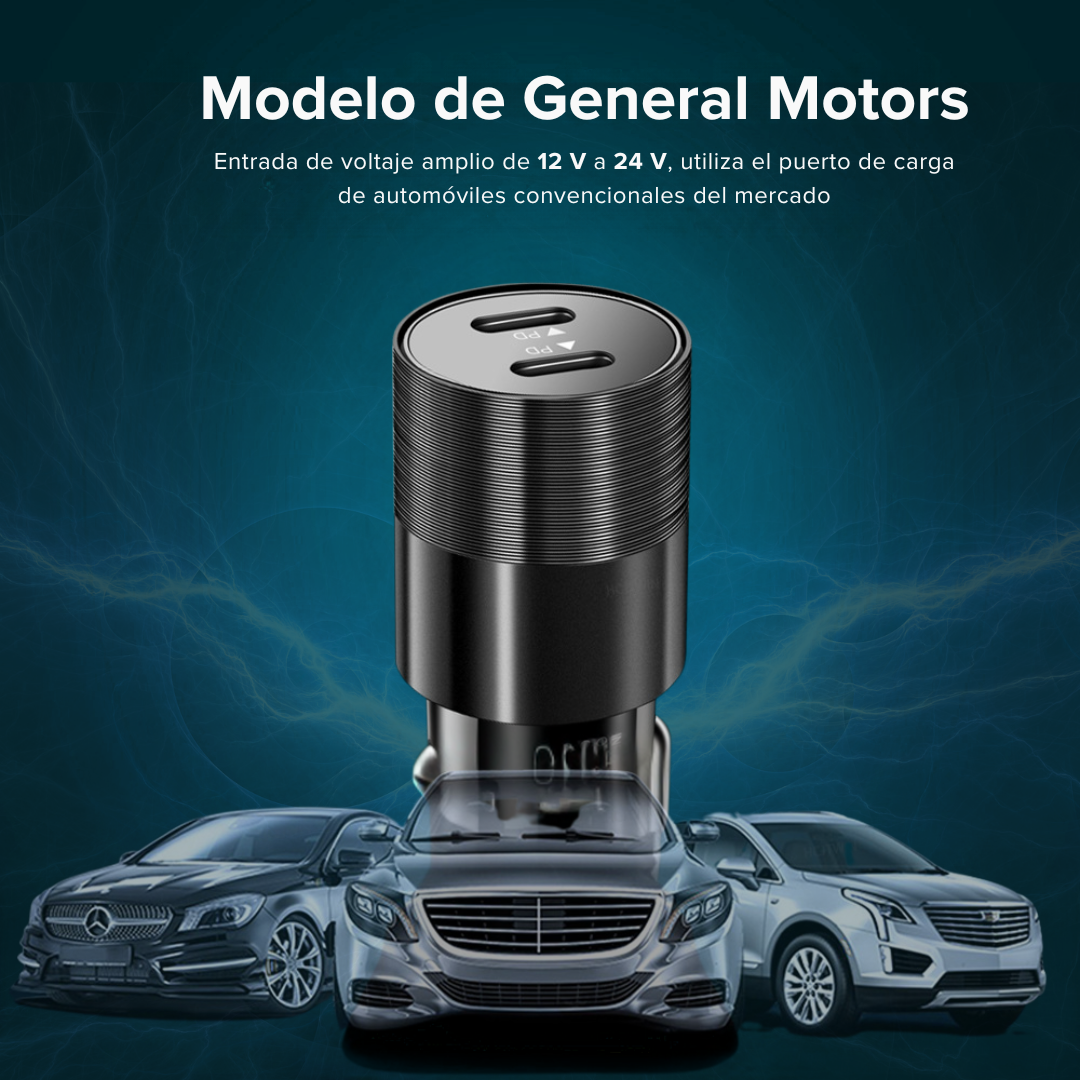 Adaptador Carro Cargador 2 Puerto Tipo C 40w Carga Rápida