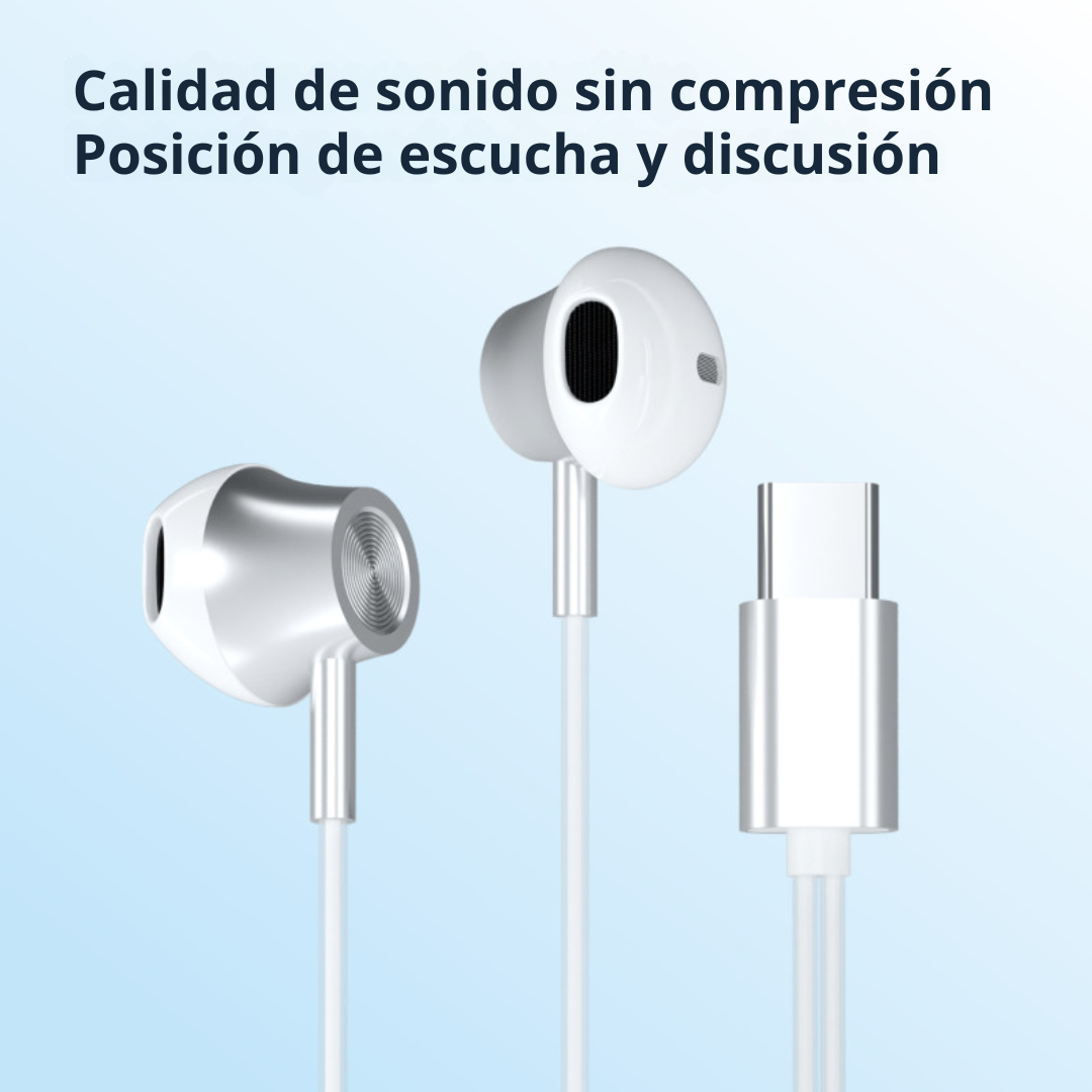 Audífonos Cable Celular Tipo C Con Microfono Auriculares E15