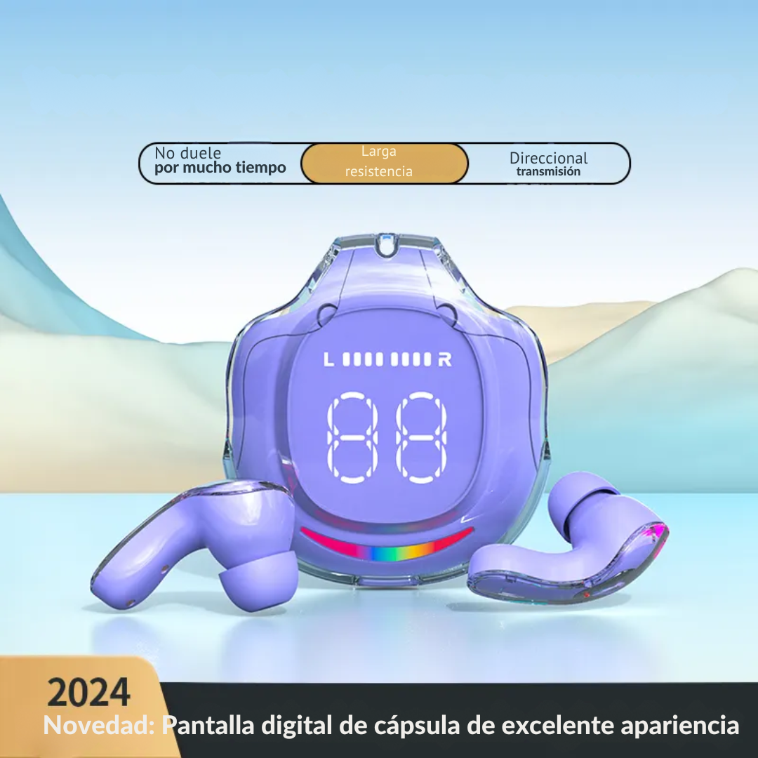 AUDÍFONOS INALAMBRICOS ULTRAPOD MAX AIR 2 TRANSPARENTES CON LUCES