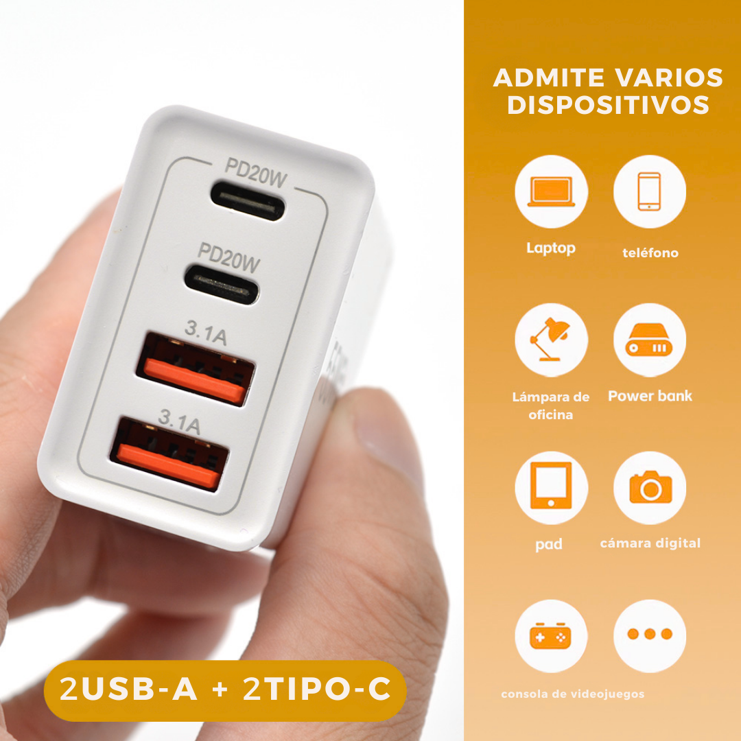 Cargador Adaptador Marranita Carga Rápida 55w Multipuerto