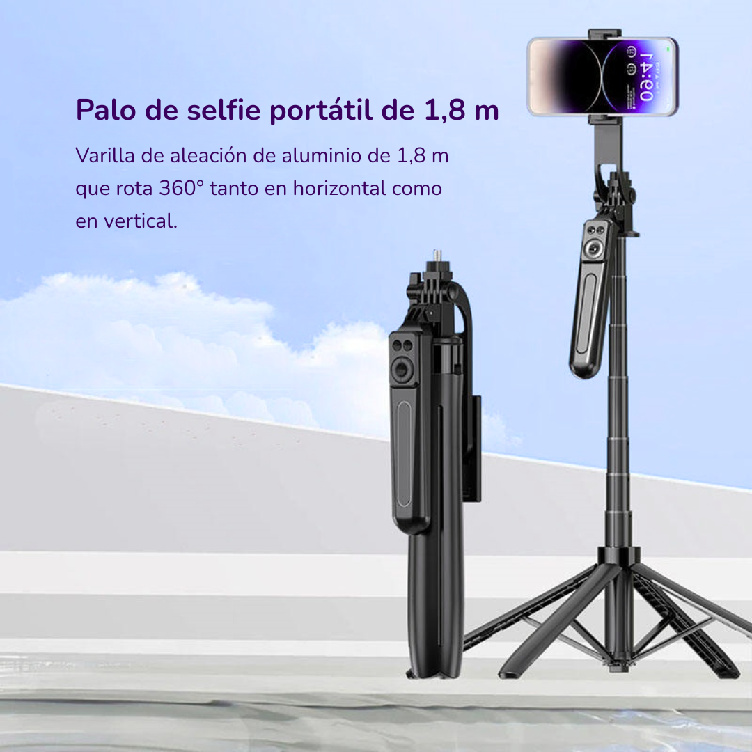 TRIPODE PREMIUM PARA CELULAR Ó CÁMARA PLEGABLE Y PORTABLE EXTRA LARGO 180CM + CONTROL REMOTO
