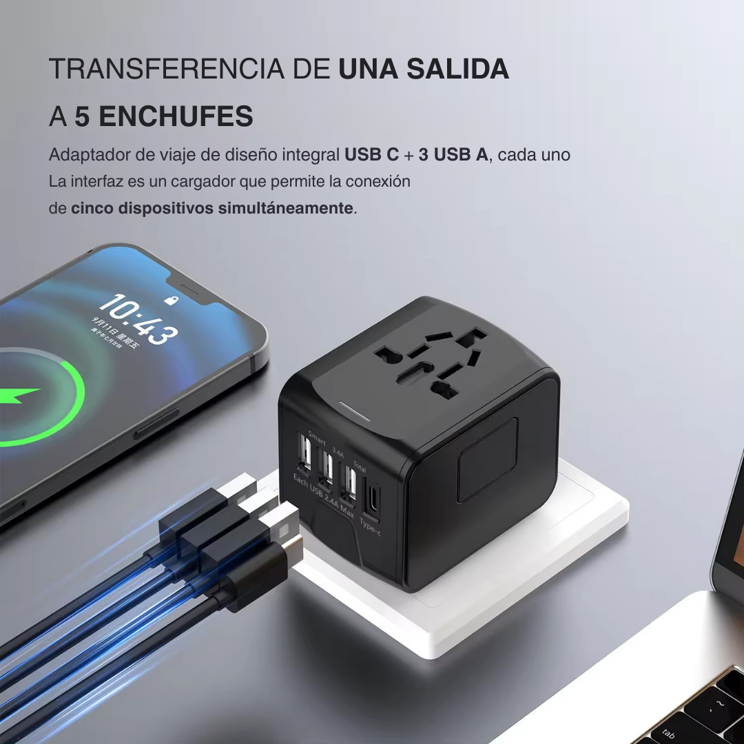 Adaptador Corriente Multipuertos Europa Internacional Viajes