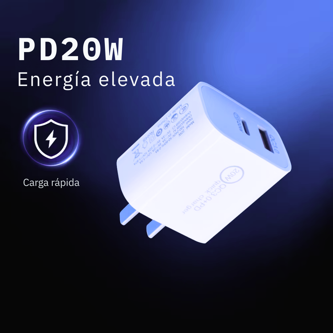 Adaptador Cargador Marranita Carga Rápida 20w Usb A Usb C