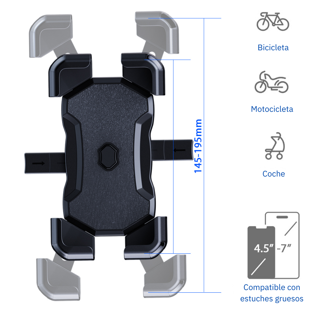 Soporte Celular Moto Amortiguacion Seguro Automatico