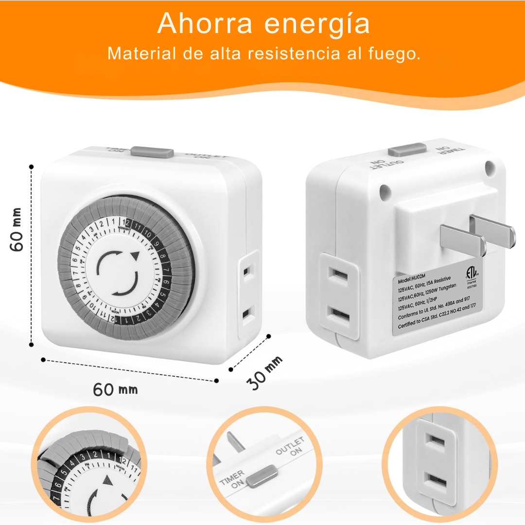 Enchufe Temporizador Apagado Programador Timer 24h - 30 Min.