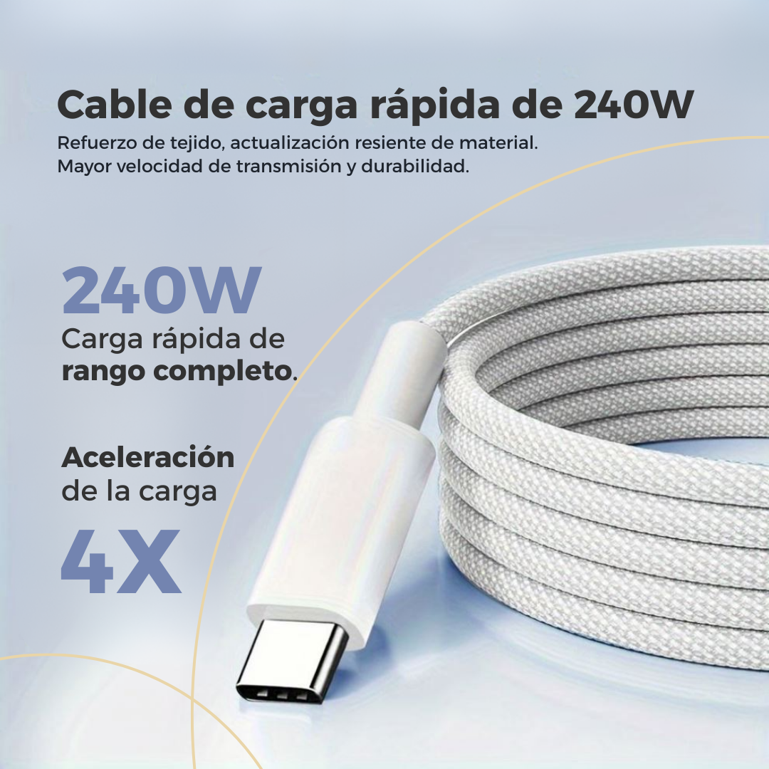 Cable Cargador Portátil Usb C A Usb C 240w Trenzado 2 Metros