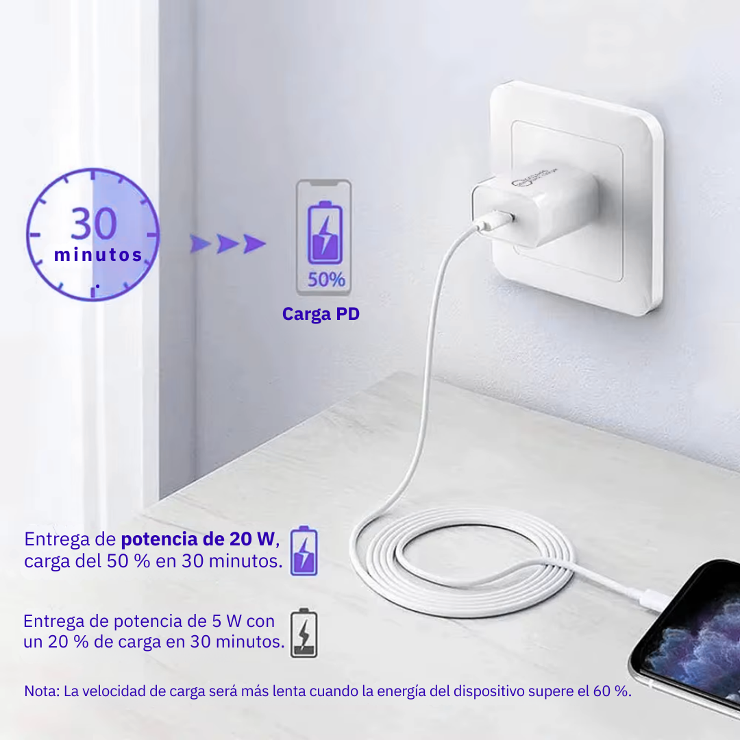 Adaptador Cargador Marranita Carga Rápida 20w Usb A Usb C