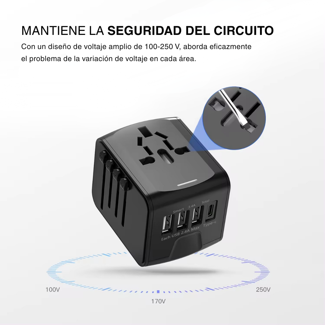 Adaptador Corriente Multipuertos Europa Internacional Viajes