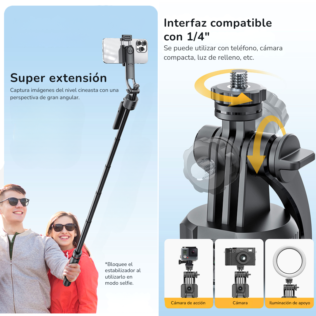 TRIPODE PREMIUM PARA CELULAR Ó CÁMARA PLEGABLE Y PORTABLE EXTRA LARGO 180CM + CONTROL REMOTO