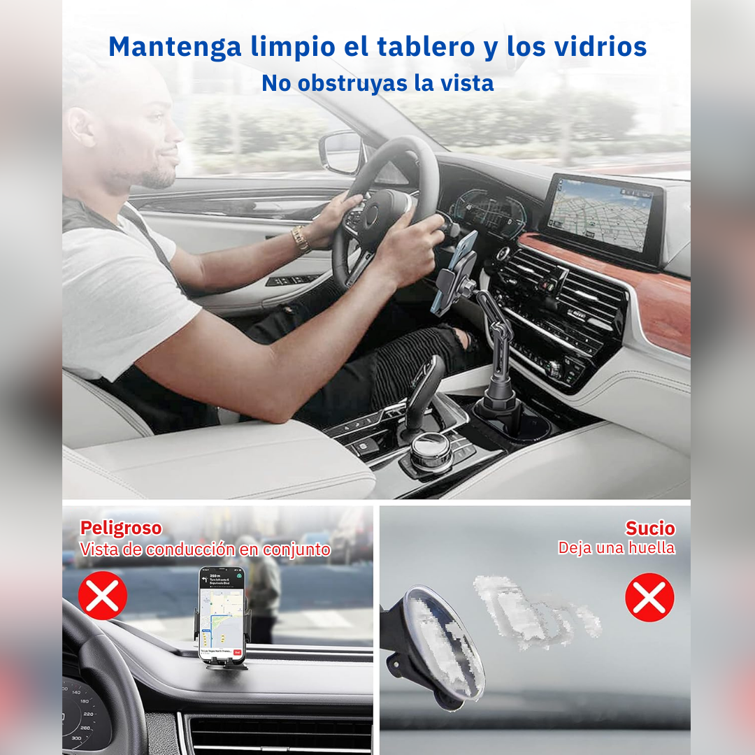 Soporte Celular Carro Portavasos Extensible Ajustable 360