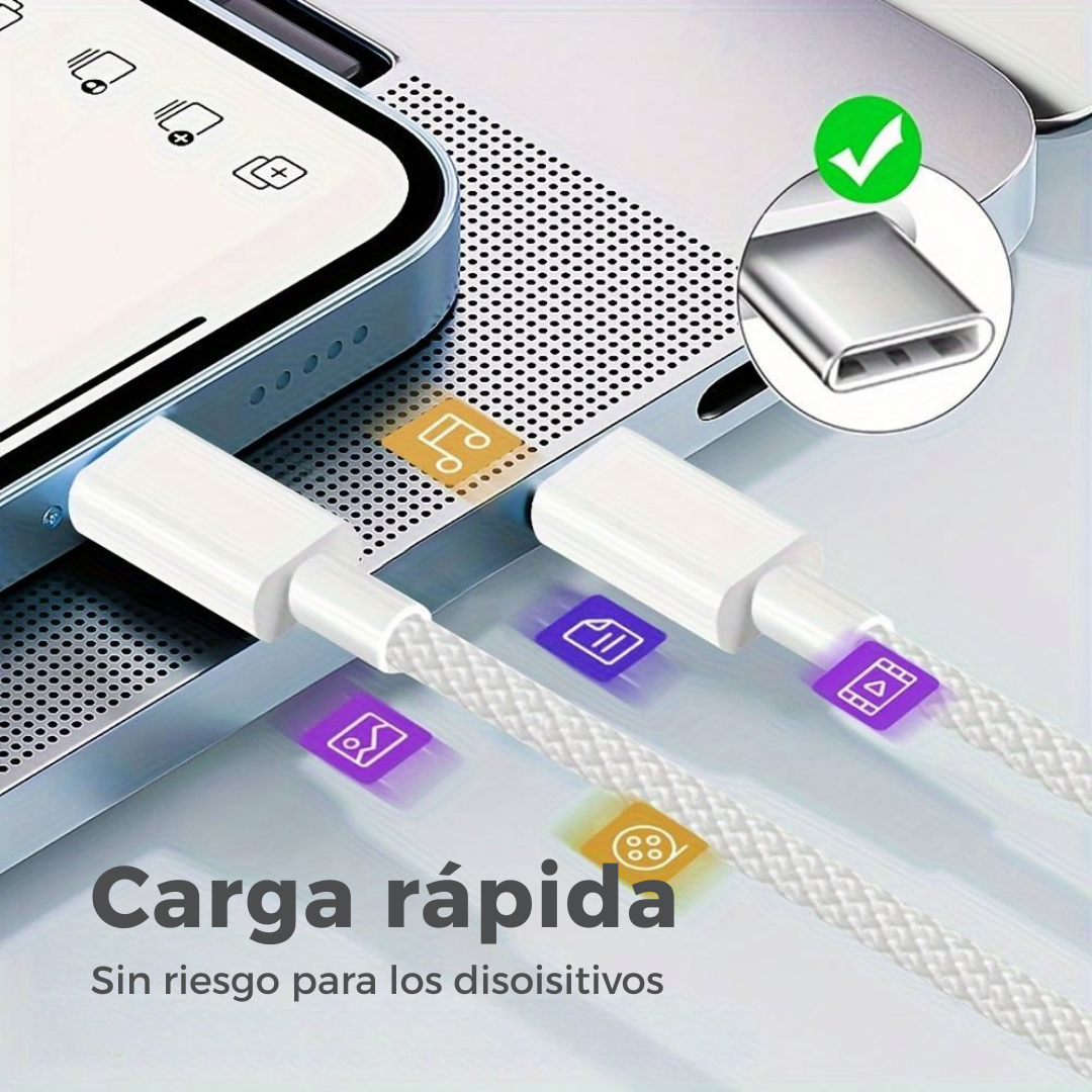Cable Cargador Portátil Usb C A Usb C 240w Trenzado 2 Metros