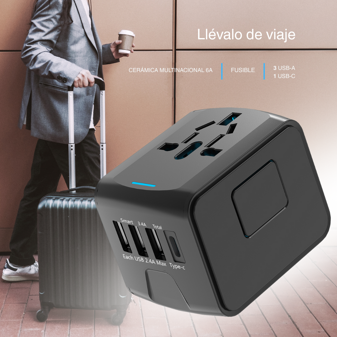 Adaptador Corriente Multipuertos Europa Internacional Viajes