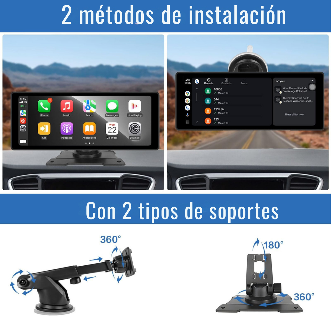 PANTALLA RADIO CARRO CAR PLAY ANDROID AUTO INALÁMBRICA 10,26" + CÁMARA REVERSA