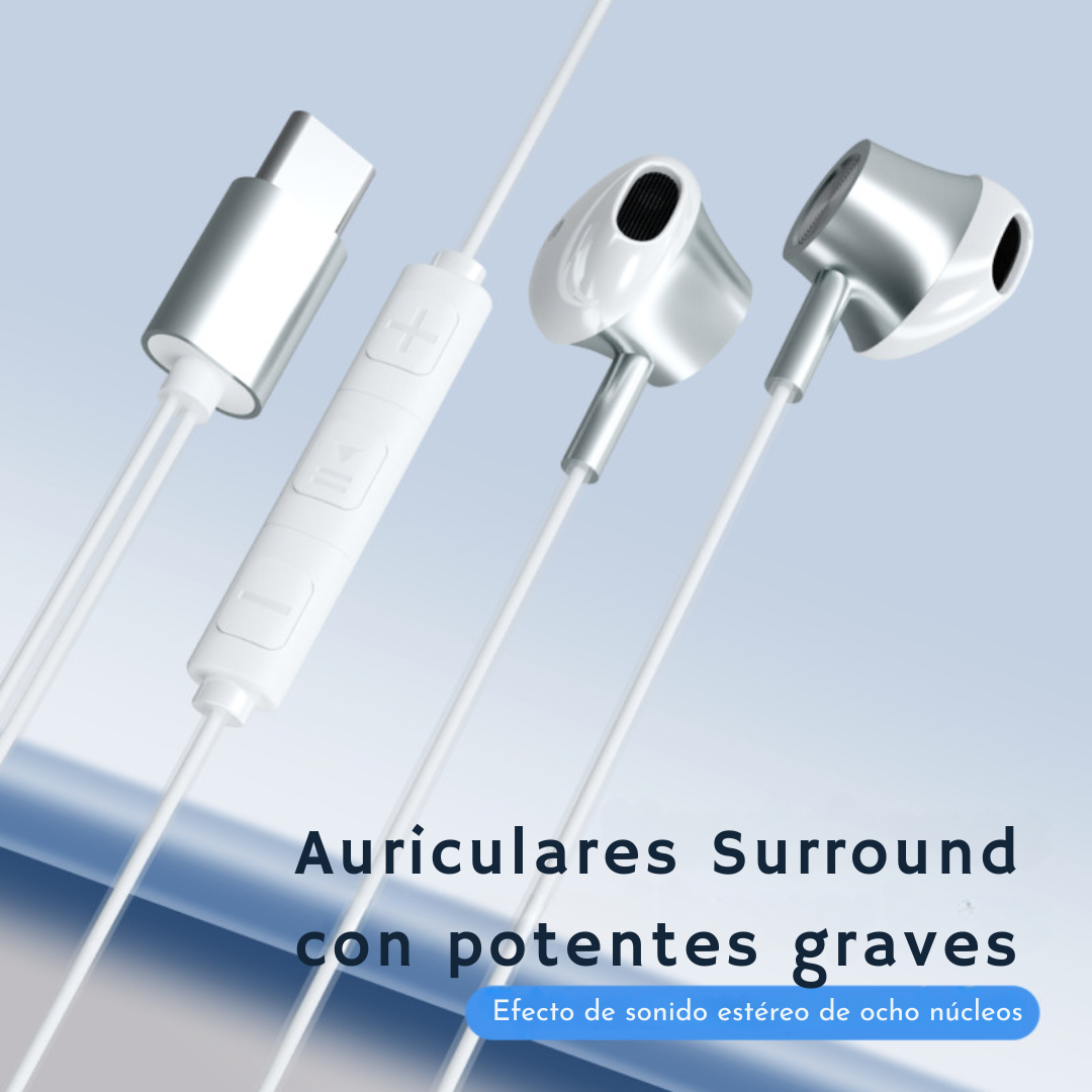 Audífonos Cable Celular Tipo C Con Microfono Auriculares E15