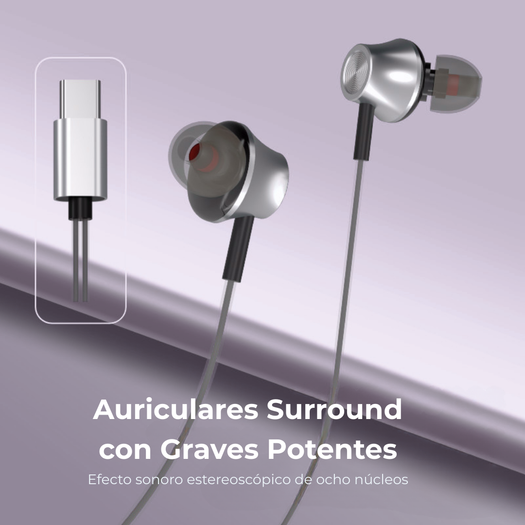 Audifonos Cable Tipo C Celular Con Microfono E18 Metalicos
