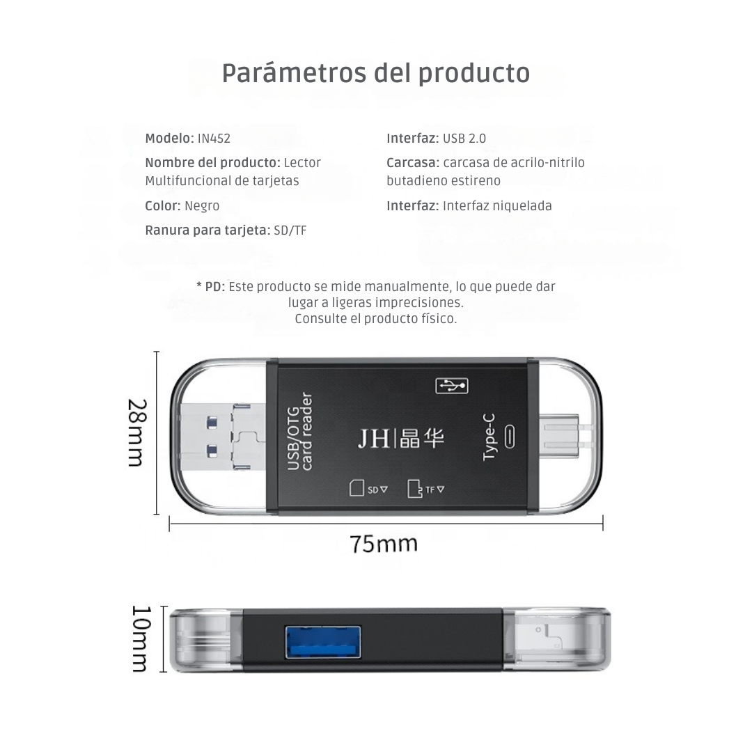 Lector Tarjetas Adaptador Multifuncional Memorias Micro Sd
