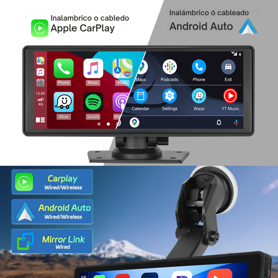 PANTALLA RADIO CARRO CAR PLAY ANDROID AUTO INALÁMBRICA 10,26" + CÁMARA REVERSA