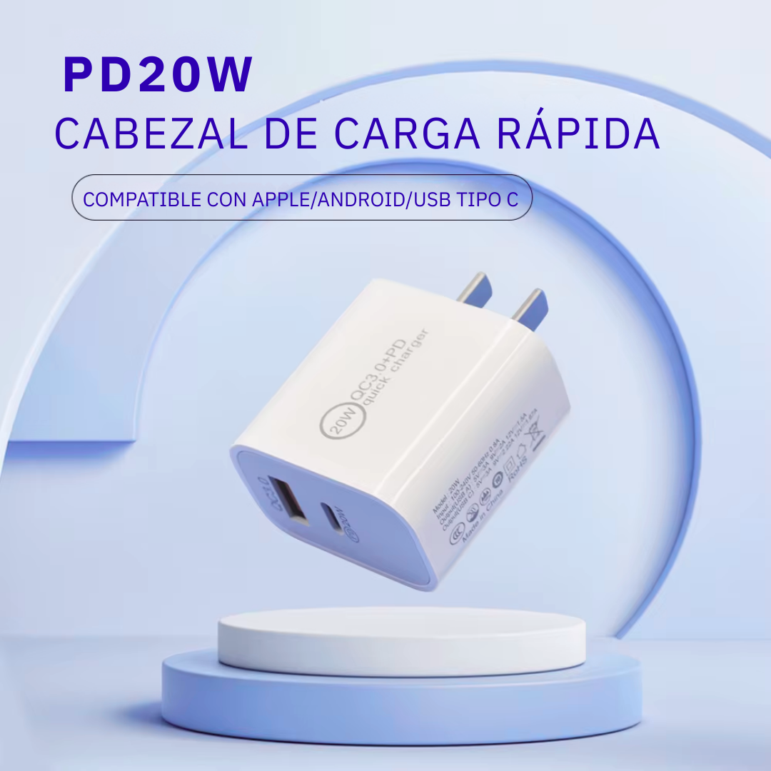 Adaptador Cargador Marranita Carga Rápida 20w Usb A Usb C
