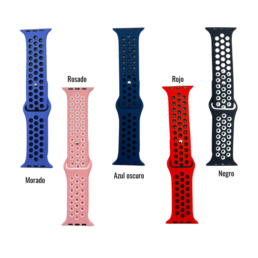 CORREA PULSO DEPORTIVO EN SILICONA CON HUECOS PARA SMART WATCH 42,44,45,49mm