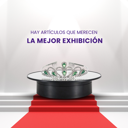 Exhibidor Eléctrico Giratorio 360 Grados Base Espejo Negro