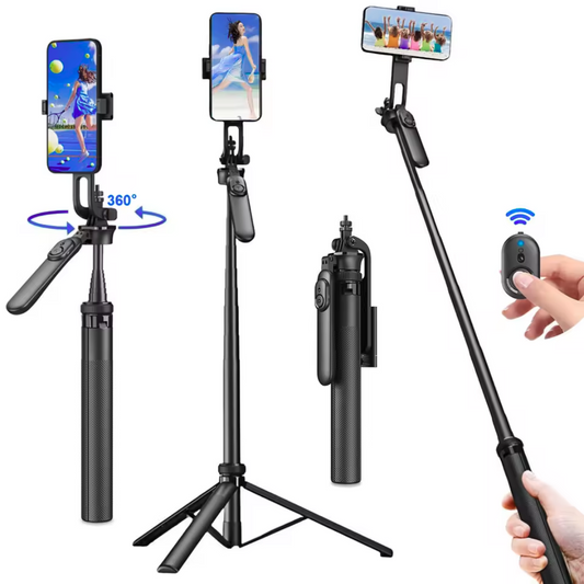 TRIPODE PREMIUM PARA CELULAR Ó CÁMARA PLEGABLE Y PORTABLE EXTRA LARGO 180CM + CONTROL REMOTO