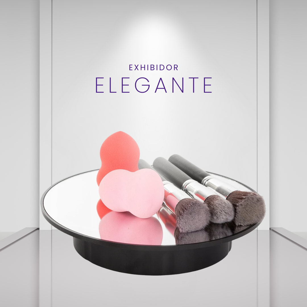 Exhibidor Eléctrico Giratorio 360 Grados Base Espejo Negro