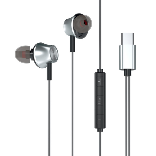 Audifonos Cable Tipo C Celular Con Microfono E18 Metalicos