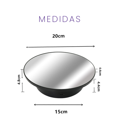 Exhibidor Eléctrico Giratorio 360 Grados Base Espejo Negro