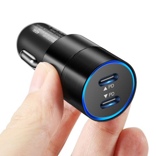 Adaptador Carro Cargador 2 Puerto Tipo C 40w Carga Rápida
