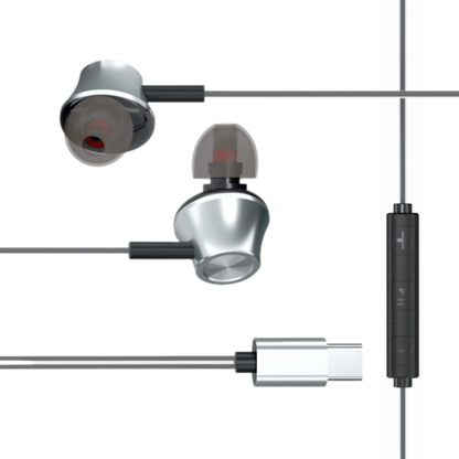 Audifonos Cable Tipo C Celular Con Microfono E18 Metalicos