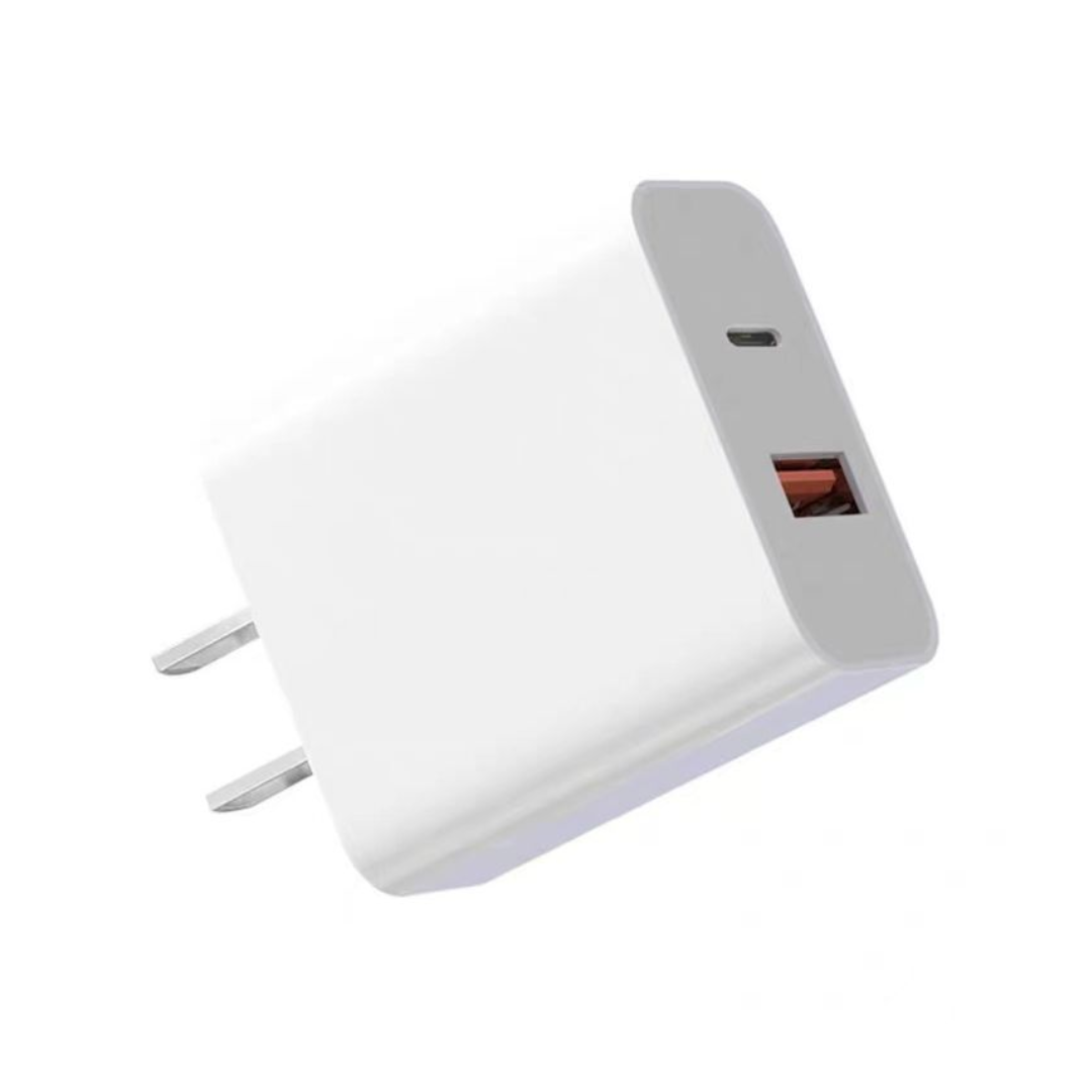 Adaptador Cargador 20w IOS Android Multipuerto 2en1 Carga Rápida