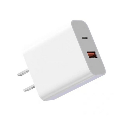 Adaptador Cargador 20w IOS Android Multipuerto 2en1 Carga Rápida